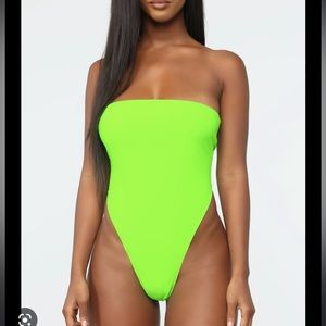 Green strapless bodysuit